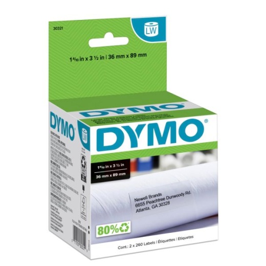 Dymo Labelwriter Address Labels, 1.4 X 3.5, White, 260 Labels/Roll, 2 Rolls/Pack