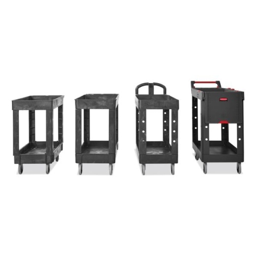 Rubbermaid 2 Shelf ServiceUtility Cart 31 14 H x 16 W x 34 D Black