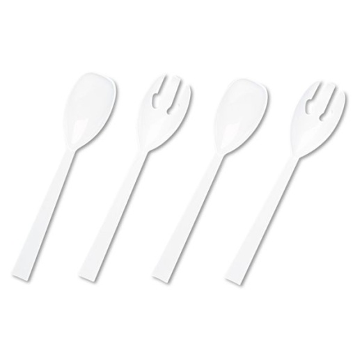 Tablemate Table Set Plastic Serving Forks and Spoons, White, 24 Forks, 24 Spoons Per Pack