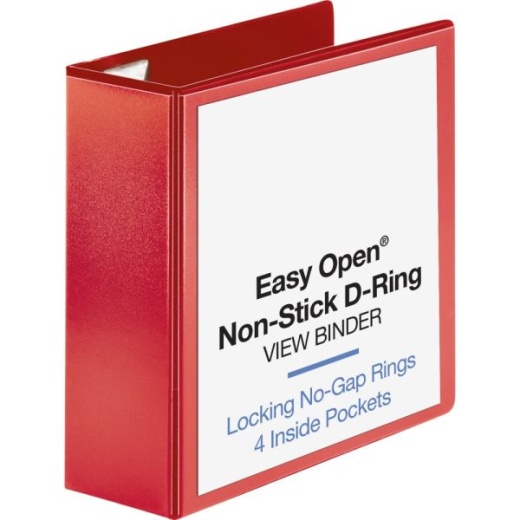 Business Source Red D-Ring Binder, 4" Ring, 8 1/2" X 11", Red