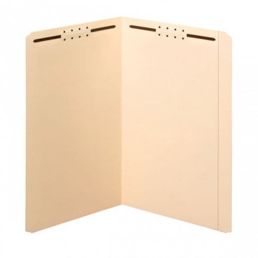 Manila Fastener Folders, 2 Fasteners, Straight Cut, Legal Size, Box of 50 Folders