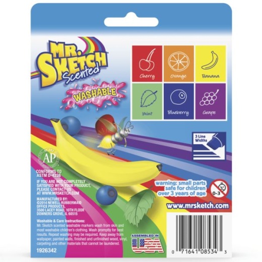 Mr. Sketch Scented Washable Markers, Chisel Tip, Assorted Colors, 14 Count