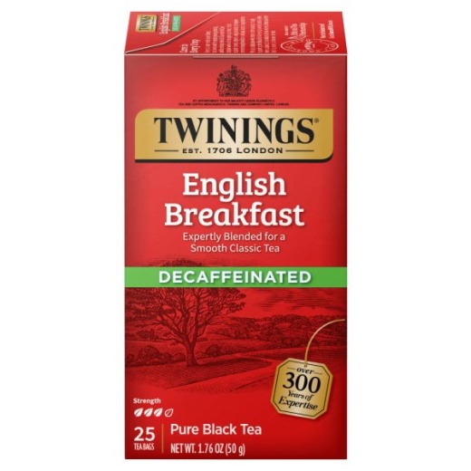 Twinings Of London Classic Decaffeinated English Breakfast Tea Bags, Carton Of 25