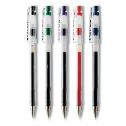 Pilot G2 Retractable Rollerball Gel Pens, Ultra Fine Point, 0.38mm, Red  Ink, 6 Count