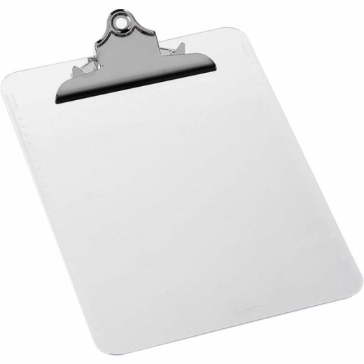 Sparco Plastic Clipboard, 8 1/2" x 12", Clear