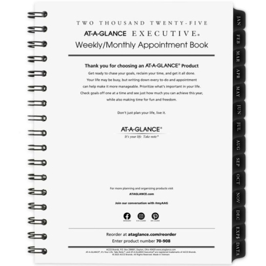 2025 At-A-Glance Executive Weekly/Monthly Appointment Book Refill For 70-545