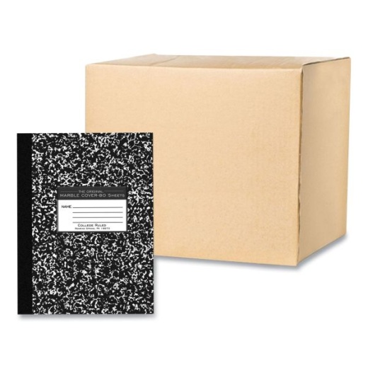 Roaring Spring Flexible Cover Composition Book, Med/College Rule, Black Marble Cover, 80 Sheets
