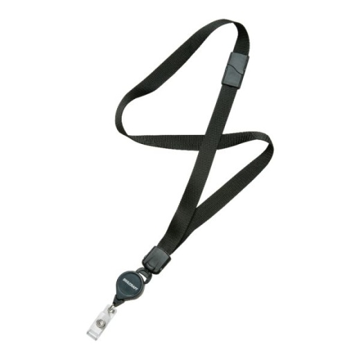 SKILCRAFT Neck Lanyard with Retractable ID Card Reel, Black, Pack of 12
