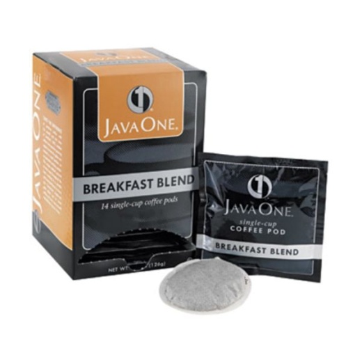 Java One Coffee Pods, Breakfast Blend, Light Roast, Single Cup, 14/Box