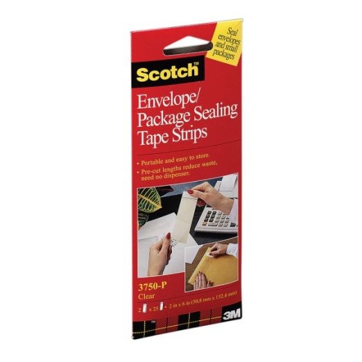 Scotch Envelope/Package Sealing Tape Strips, 1-7/8" x 6", Pack of 50