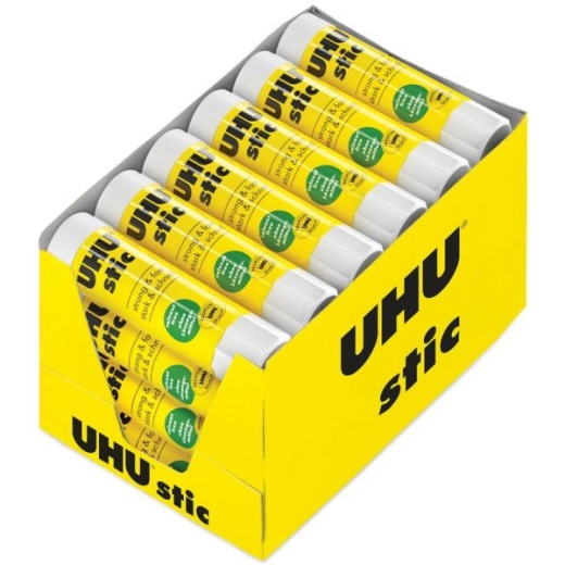 Saunders Uhu Stic Washable Glue Stick - 0.29 Oz - 24 / Box - White