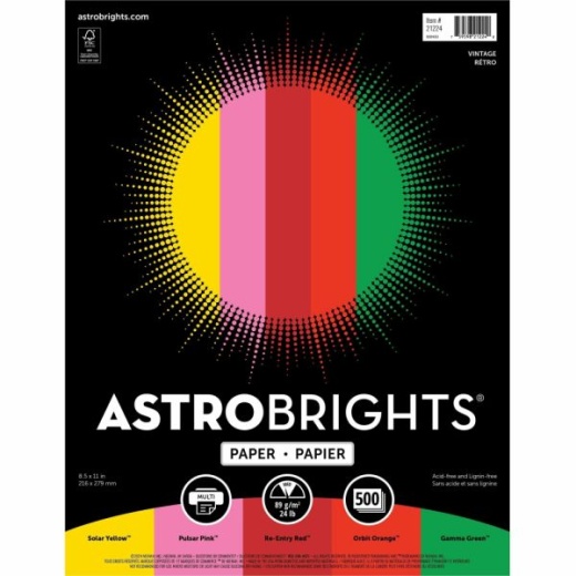 Astrobrights Color Multi-Use Printer & Copy Paper, Vintage Assortment