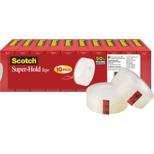 Scotch Super-Hold Tape, 3/4" X 1,000", Clear, Pack Of 10 Rolls