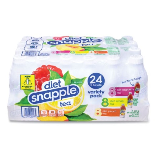 Diet Snapple Ice Tea Variety Pack, Assorted Flavors, 20 Oz Bottle, 24/Carton
