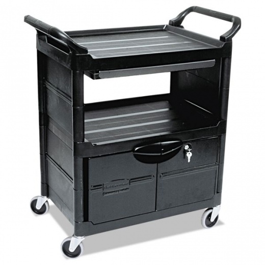 Rubbermaid Commercial Utility Cart with Locking Doors
