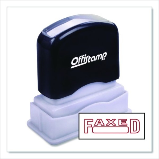 Offistamp Pre-Inked Message Stamp with Blank Date Box - FAXED, 1.63" x 0.38", Red Ink