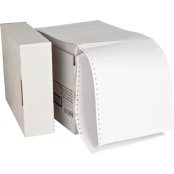 Domtar Continuous Feed Computer Paper, 1-Part, 18 lb, 11 x 14.88, White/Green Bar, 3,000/Carton