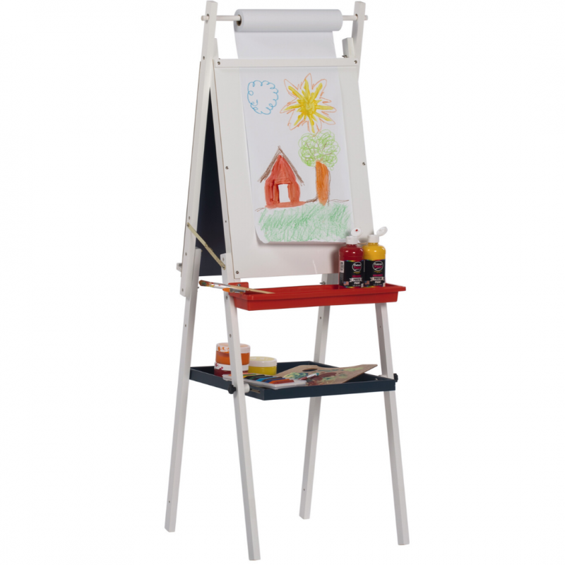 Kids Height Adjustable Chalkboard / Whiteboard / Paper Roll Easel With