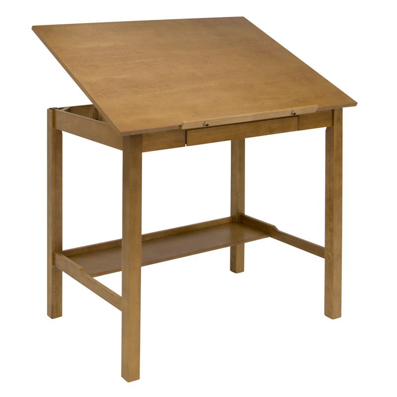 Americana Ii Wood Drafting Desk With 42" X 30" Adjustable Top In Light Oak