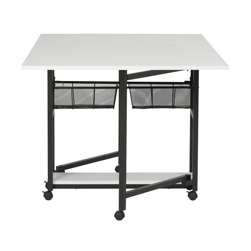 Mobile Fabric Cutting Table With Storage Drawers 30" H In Charcoal / White