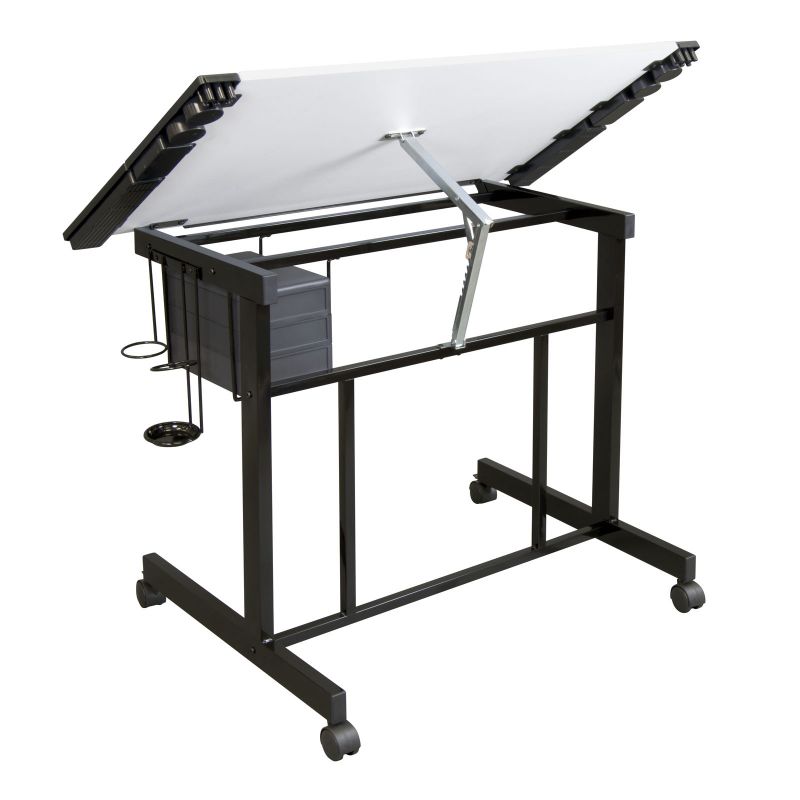 Deluxe Mobile Craft Station With Adjustable Top And Supply Storage In ...