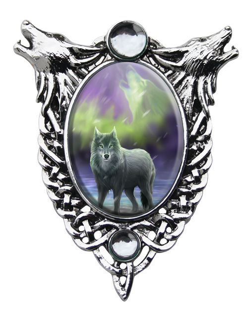 Aura Wolf Cameo Necklace by Anne Stokes