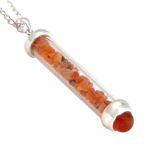 Carnelian Gem Power Vial Pendant for Creativity, Prosperity and Good Luck