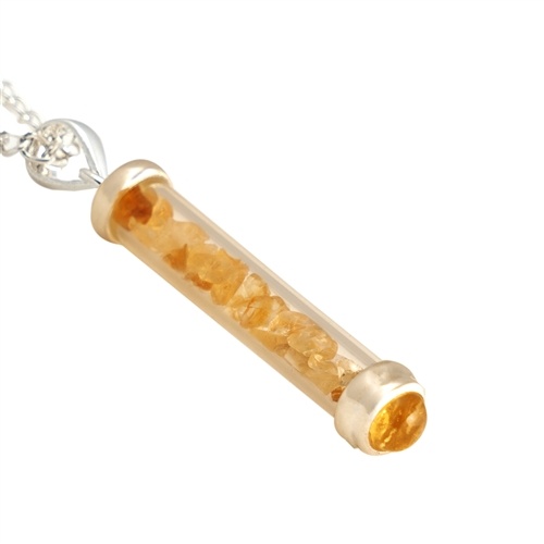 Citrine Gem Power Vial Pendant for Abundance and Success