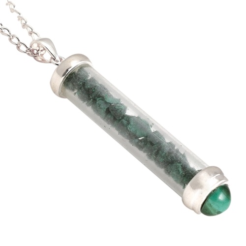 Malachite Gem Power Vial Pendant For Travel Protection