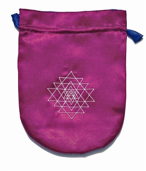 Purple Satin Shri Yantra Tarot Bag for Tarot Cards and Rune Stones