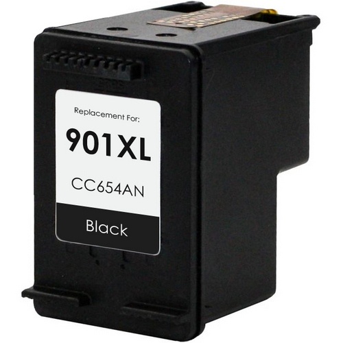 Hewlett Packard OEM 901XL, CC654AN Remanufactured Inkjet Cartridge: Black, 700 Yield