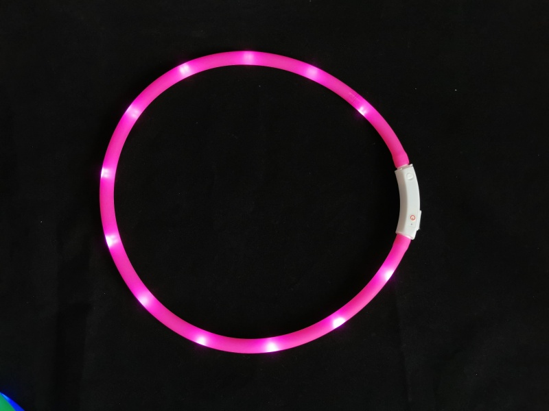 Silicone Cuttable Led Illuminated Dog Collar - Usb Rechargeable - Pink Color One Color Size One Size