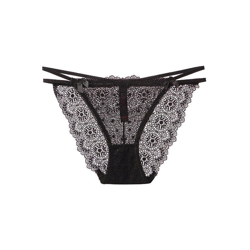 Ella Lace Panty Thong Underwear - Black