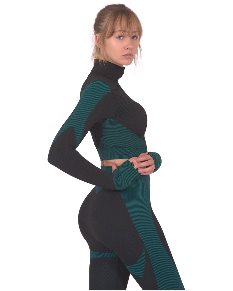 Trois Seamless Sports Jacket - Black With Teal Blue
