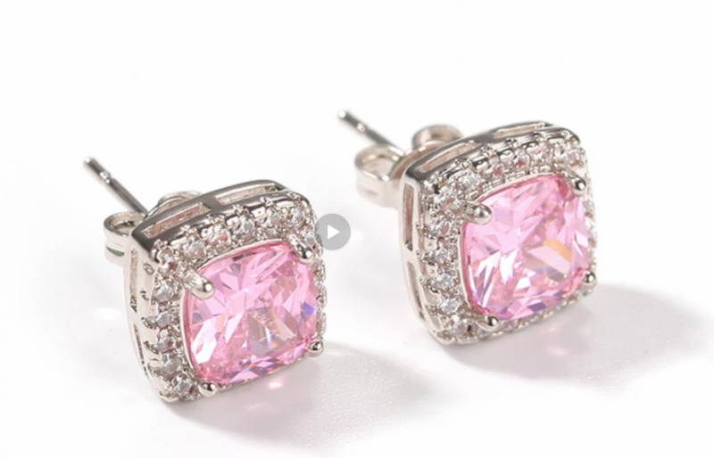 Ice Out Baguette Cz Stud Earrings - Pink Stone Color One Color Size One Size