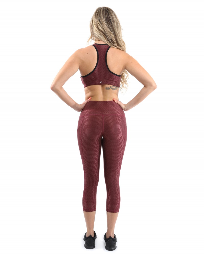 Sale! 50% Off! Verona Activewear Set - Leggings & Sports Bra - Maroon [Made In Italy] - Size Small Size Small Color One Color
