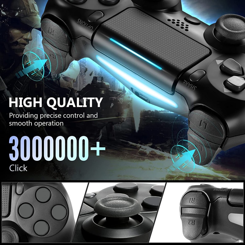 Black Wireless Controller Compatible With Ps4, Game Controller Joystick Fits For Playstation 4 Control, With Stereo Head