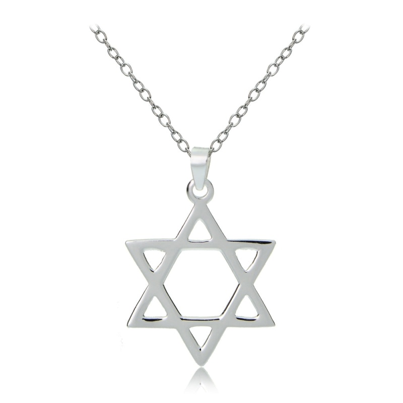 Sterling Silver Star Of David Polished Necklace