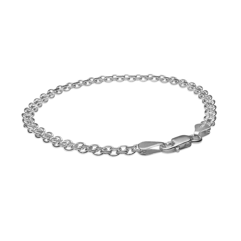 Sterling Silver 3Mm Bismark Chain Bracelet, 7 Inches