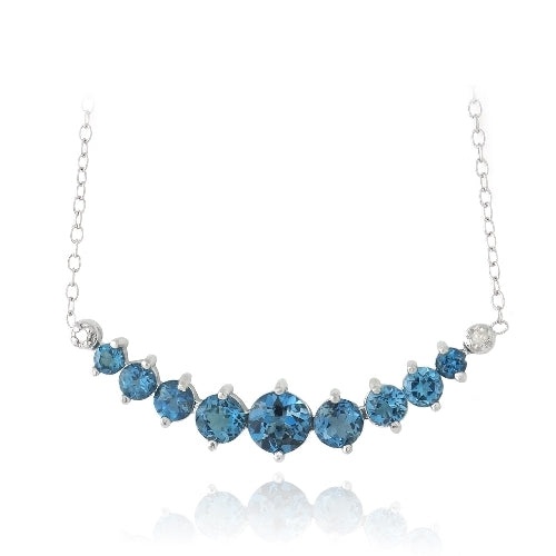 Buy Sterling Silver 2.1Ct London Blue Topaz & Diamond Accent Frontal ...