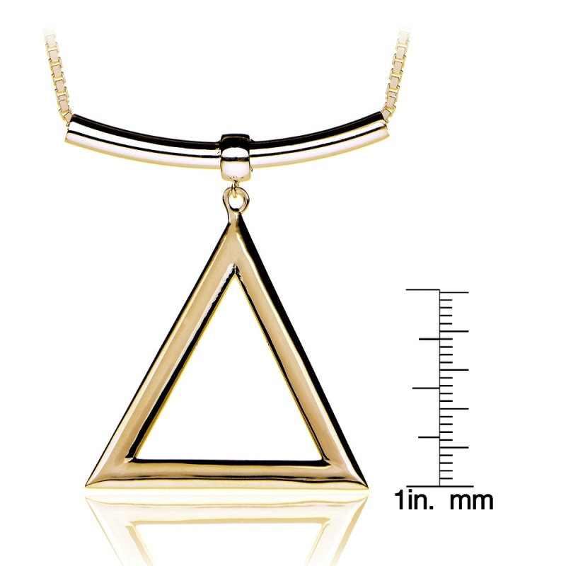 Gold Tone Over Sterling Silver Triangle And Bar Adjustable Necklace 24 Inches