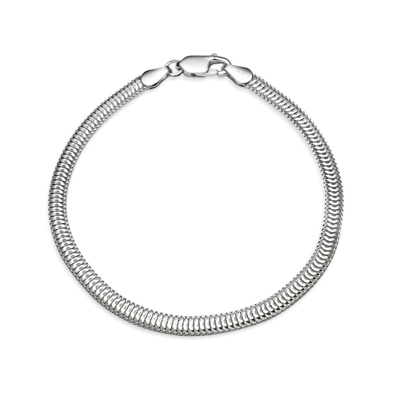 Sterling Silver High Polished Italian 3.5Mm Sleek Snake Chain Bracelet, 7 Inches