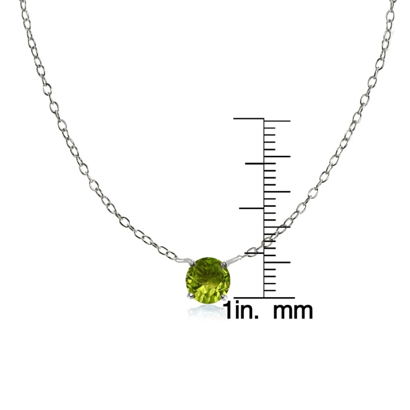 Sterling Silver Small Dainty Round Peridot Choker Necklace