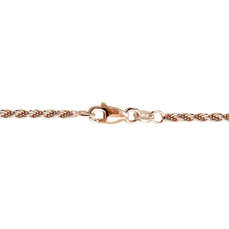 Rose Gold Tone Over Sterling Silver Italian 2Mm Rope Chain Necklace For Pendants 24 Inches
