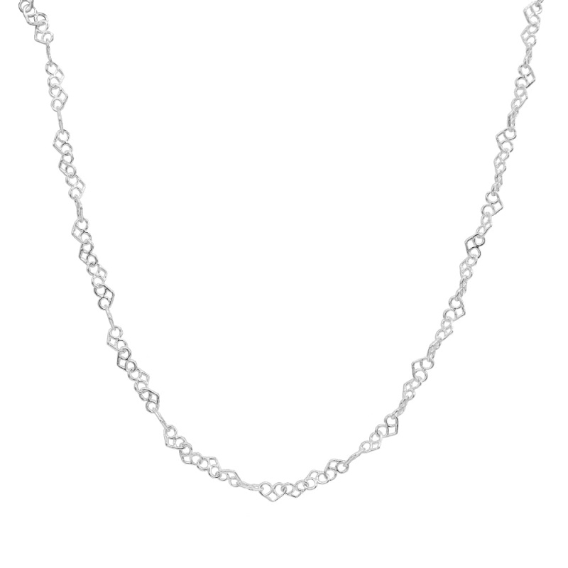 Sterling Silver 3.5Mm Intertwining Hearts Link Chain Necklace, 30 Inches
