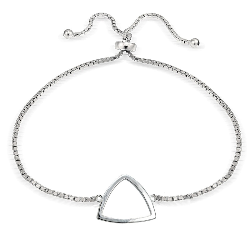 Sterling Silver Fancy Triangle Polished Adjustable Bracelet