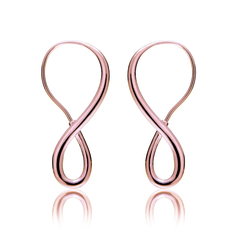 Rose Gold Tone Over Sterling Silver Infinity Polished Hook Earrings