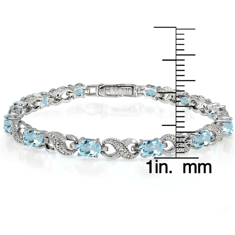 Sterling Silver Blue Topaz And Diamond Accent Infinity Tennis Bracelet
