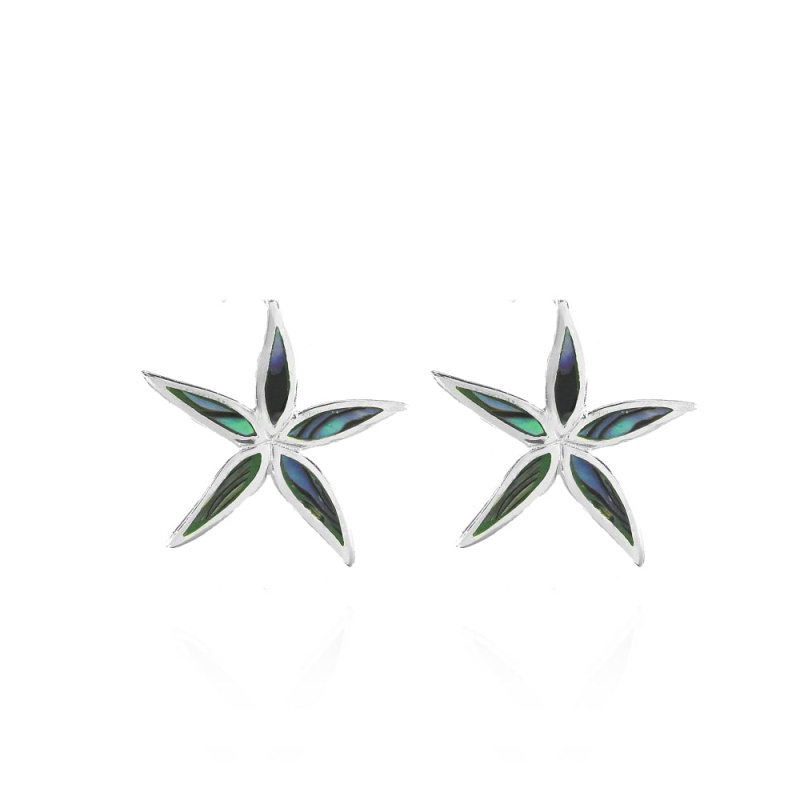 Sterling Silver Abalone Flower Stud Earrings