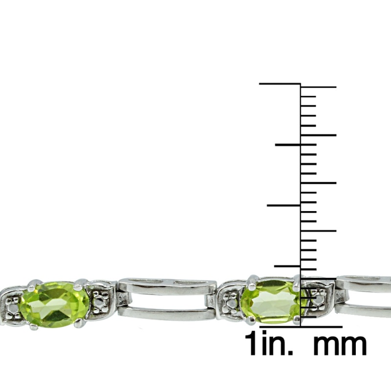 Sterling Silver Peridot And Diamond Accent Bracelet
